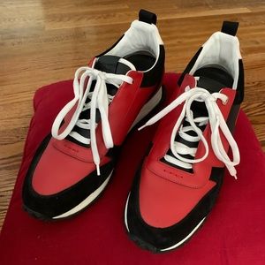 FENDI leather and suede red and black lace up